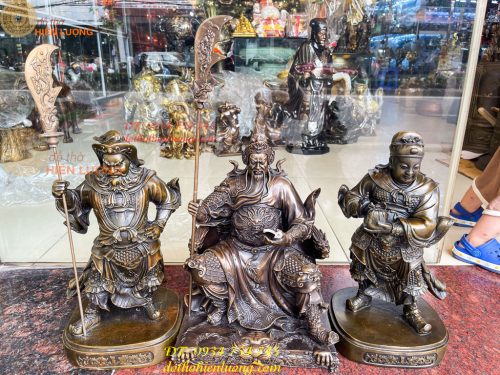 Bộ Tượng Quan Công Văn Bình Châu Xương Bằng Đồng Cao 40cm