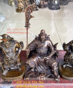 Bộ Tượng Quan Công Văn Bình Châu Xương Bằng Đồng Cao 40cm
