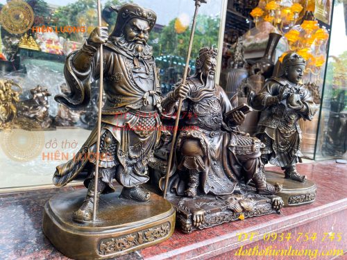 Bộ Tượng Quan Công Văn Bình Châu Xương Bằng Đồng Cao 40cm