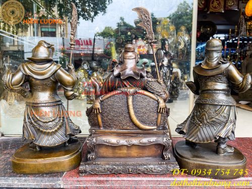 Bộ Tượng Quan Công Văn Bình Châu Xương Bằng Đồng Cao 40cm