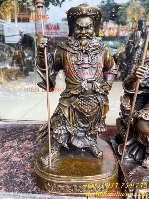 Bộ Tượng Quan Công Văn Bình Châu Xương Bằng Đồng Cao 40cm