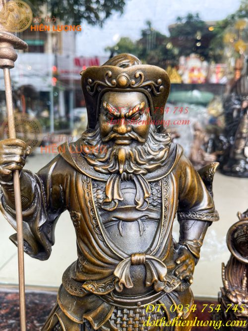 Bộ Tượng Quan Công Văn Bình Châu Xương Bằng Đồng Cao 40cm