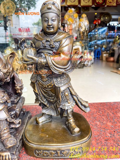 Bộ Tượng Quan Công Văn Bình Châu Xương Bằng Đồng Cao 40cm