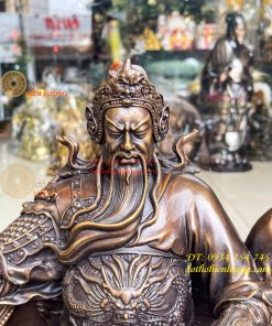 Bộ Tượng Quan Công Văn Bình Châu Xương Bằng Đồng Cao 40cm