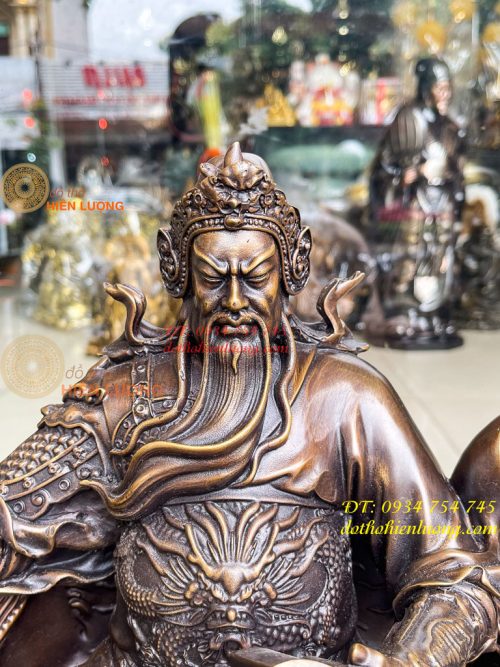 Bộ Tượng Quan Công Văn Bình Châu Xương Bằng Đồng Cao 40cm