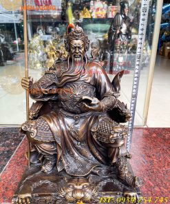 Tượng Quan Công Ngồi Đọc Sách Cao 40cm Bằng Đồng Hun