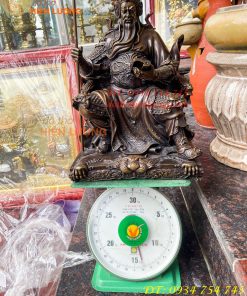 Tượng Quan Công Ngồi Đọc Sách Cao 40cm Bằng Đồng Hun