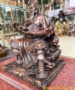 Tượng Quan Công Ngồi Đọc Sách Cao 40cm Bằng Đồng Hun