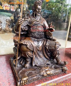 Tượng Quan Công Ngồi Đọc Sách Cao 40cm Bằng Đồng Hun