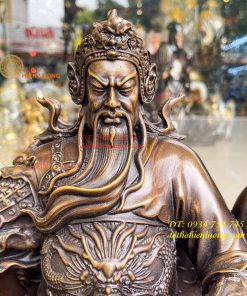 Tượng Quan Công Ngồi Đọc Sách Cao 40cm Bằng Đồng Hun