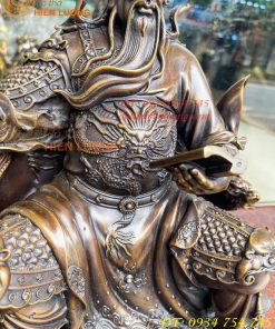 Tượng Quan Công Ngồi Đọc Sách Cao 40cm Bằng Đồng Hun