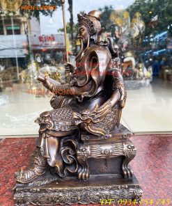 Tượng Quan Công Ngồi Đọc Sách Cao 40cm Bằng Đồng Hun