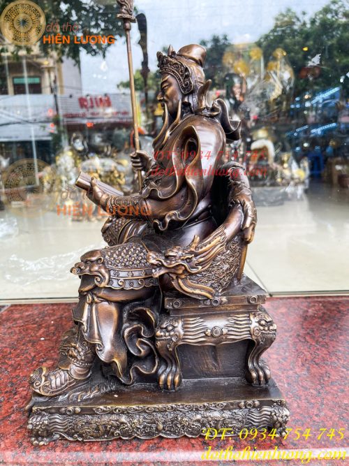 Tượng Quan Công Ngồi Đọc Sách Cao 40cm Bằng Đồng Hun