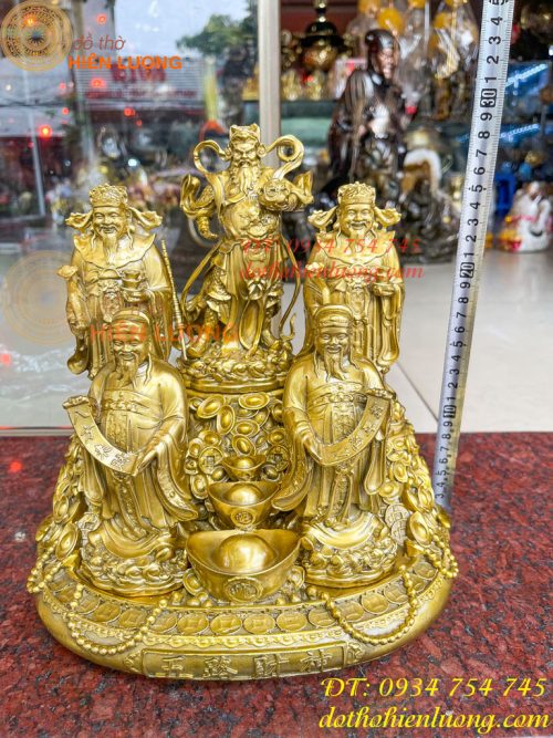 Tượng Ngũ Lộ Thần Tài Cao 30cm Bằng Đồng Loại Đẹp
