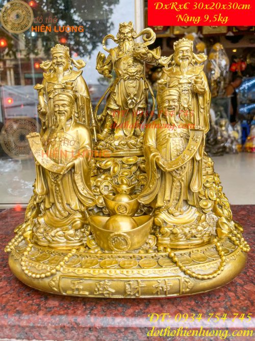 Tượng Ngũ Lộ Thần Tài Cao 30cm Bằng Đồng Loại Đẹp