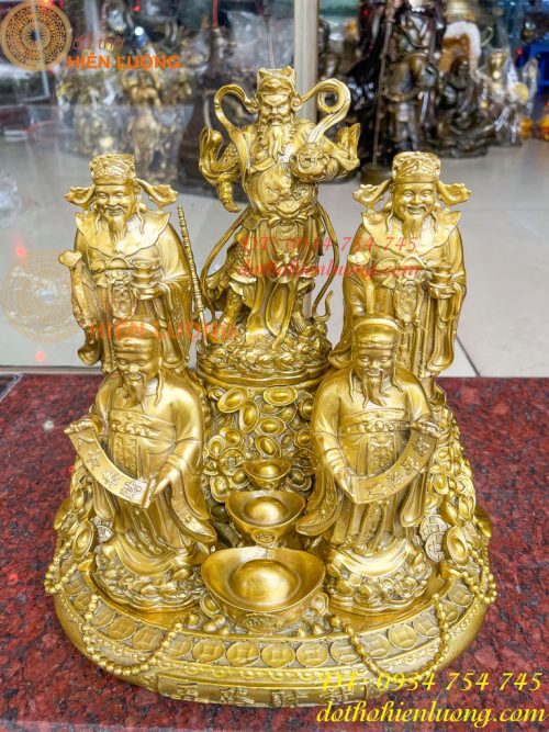 Tượng Ngũ Lộ Thần Tài Cao 30cm Bằng Đồng Loại Đẹp