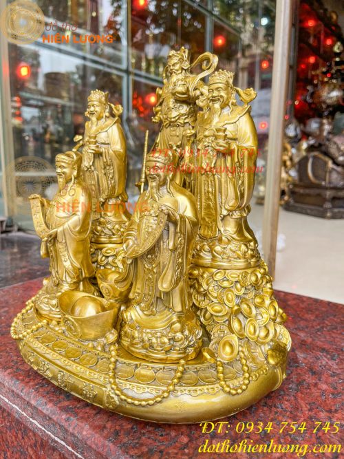 Tượng Ngũ Lộ Thần Tài Cao 30cm Bằng Đồng Loại Đẹp
