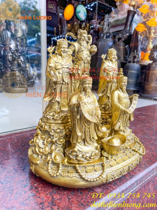 Tượng Ngũ Lộ Thần Tài Cao 30cm Bằng Đồng Loại Đẹp