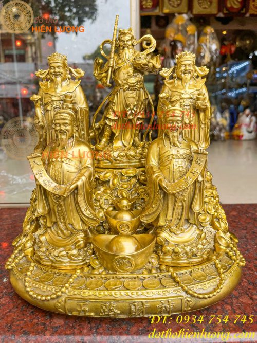 Tượng Ngũ Lộ Thần Tài Cao 30cm Bằng Đồng Loại Đẹp