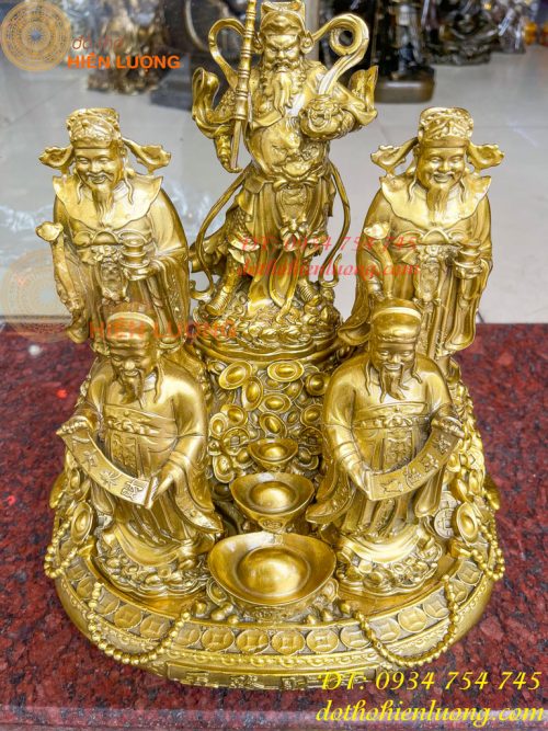 Tượng Ngũ Lộ Thần Tài Cao 30cm Bằng Đồng Loại Đẹp