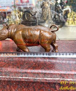 Tượng Tê Giác Bằng Đồng Phong Thủy Dài 23cm