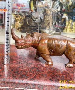Tượng Tê Giác Bằng Đồng Phong Thủy Dài 23cm