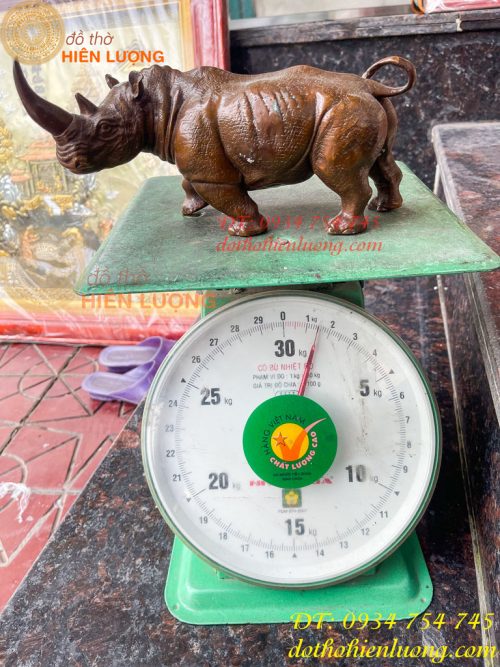 Tượng Tê Giác Bằng Đồng Phong Thủy Dài 23cm