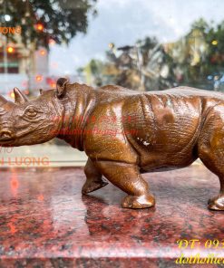 Tượng Tê Giác Bằng Đồng Phong Thủy Dài 23cm