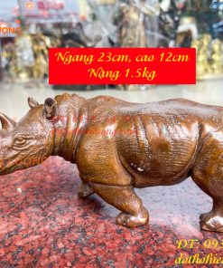 Tượng Tê Giác Bằng Đồng Phong Thủy Dài 23cm