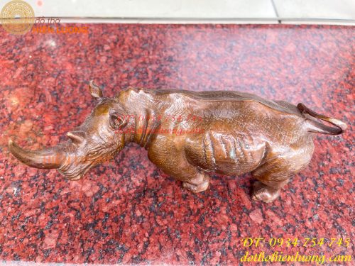 Tượng Tê Giác Bằng Đồng Phong Thủy Dài 23cm