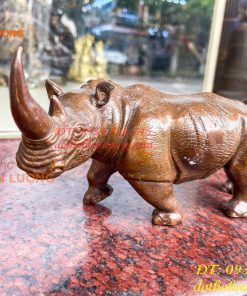 Tượng Tê Giác Bằng Đồng Phong Thủy Dài 23cm