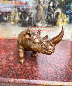 Tượng Tê Giác Bằng Đồng Phong Thủy Dài 23cm