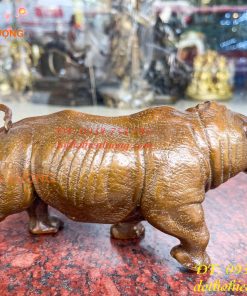 Tượng Tê Giác Bằng Đồng Phong Thủy Dài 23cm