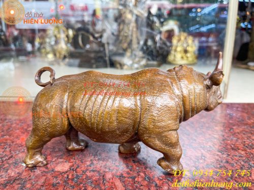 Tượng Tê Giác Bằng Đồng Phong Thủy Dài 23cm