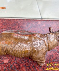 Tượng Tê Giác Bằng Đồng Phong Thủy Dài 23cm
