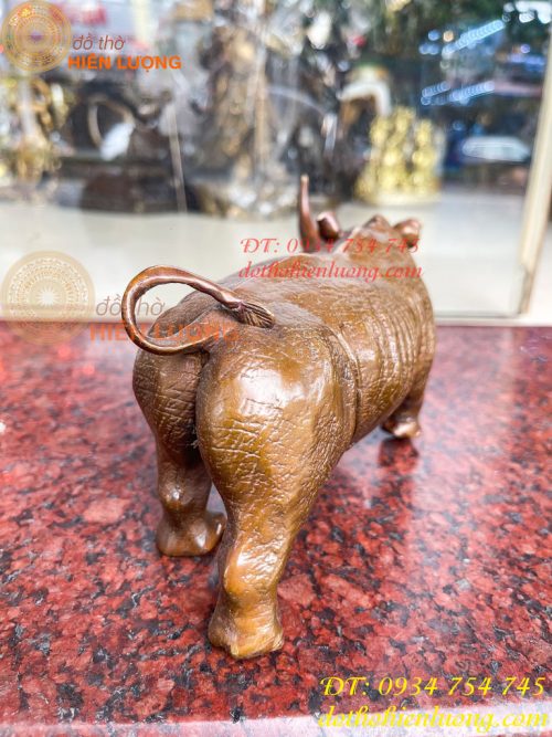 Tượng Tê Giác Bằng Đồng Phong Thủy Dài 23cm