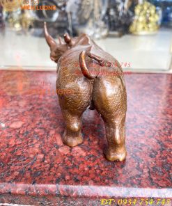 Tượng Tê Giác Bằng Đồng Phong Thủy Dài 23cm