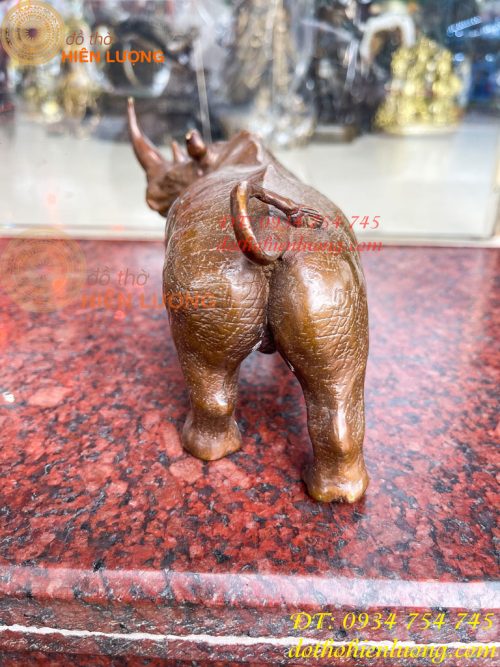 Tượng Tê Giác Bằng Đồng Phong Thủy Dài 23cm