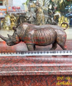 Tượng Tê Giác Bằng Đồng Giả Cổ Dài 25cm