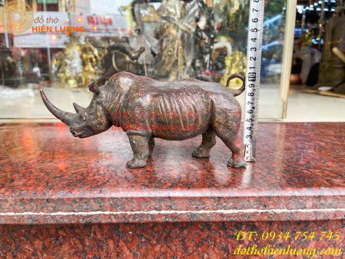 Tượng Tê Giác Bằng Đồng Giả Cổ Dài 25cm