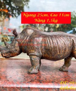 Tượng Tê Giác Bằng Đồng Giả Cổ Dài 25cm