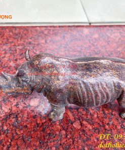 Tượng Tê Giác Bằng Đồng Giả Cổ Dài 25cm