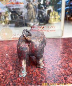 Tượng Tê Giác Bằng Đồng Giả Cổ Dài 25cm