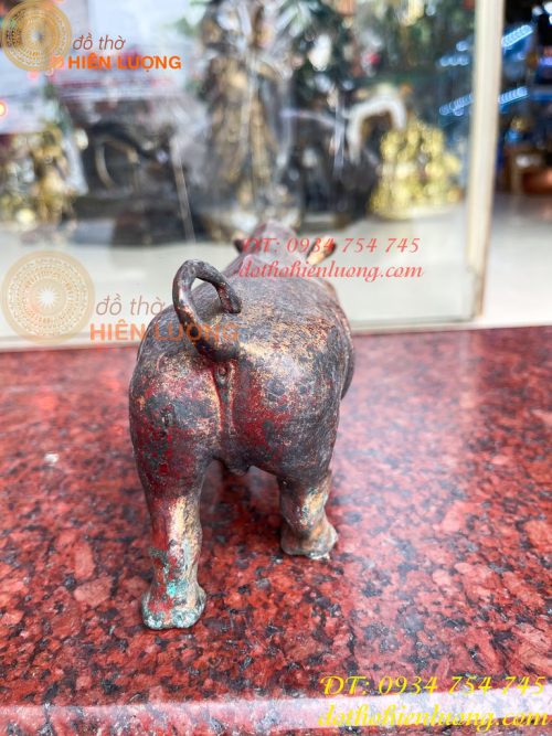 Tượng Tê Giác Bằng Đồng Giả Cổ Dài 25cm