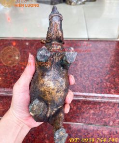Tượng Tê Giác Bằng Đồng Giả Cổ Dài 25cm