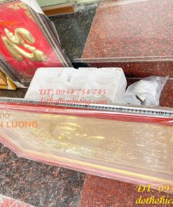 Tranh Chữ Tâm Bằng Đồng Dát Vàng KT 60x100cm Khung Gỗ