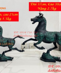 Tượng Ngựa Phi Bằng Đồng Màu Xanh Phong Thủy