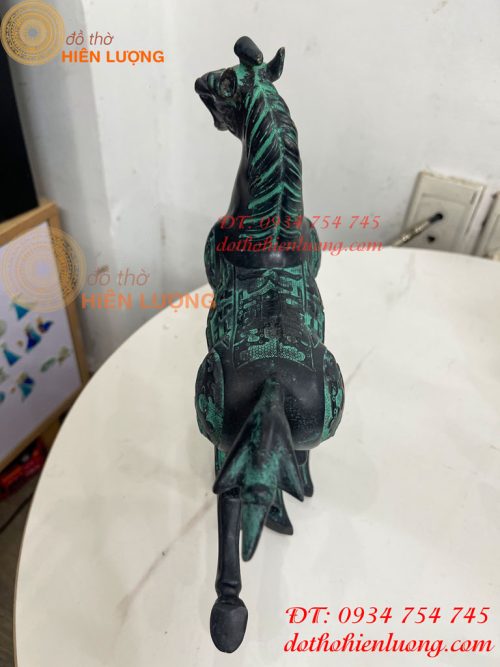 Tượng Ngựa Phi Bằng Đồng Màu Xanh Phong Thủy