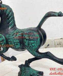 Tượng Ngựa Phi Bằng Đồng Màu Xanh Phong Thủy
