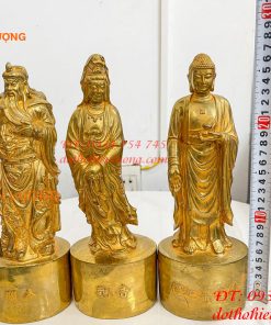 Bộ Tượng Quan Công, Phật Bà, Adida Bằng Đồng Cao 27cm